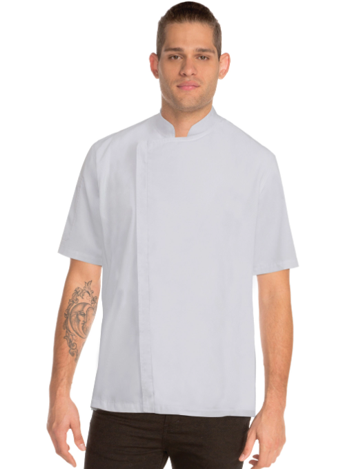 Chef Works- White Short Sleeve Press Stud Chef Jacket