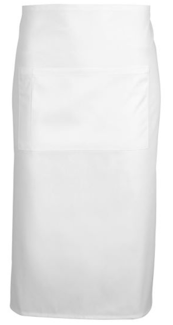 White Long Waist Apron With Pocket